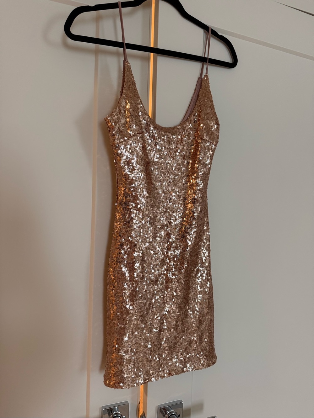 Fashion Nova Rose Gold Sequin Mini Dress